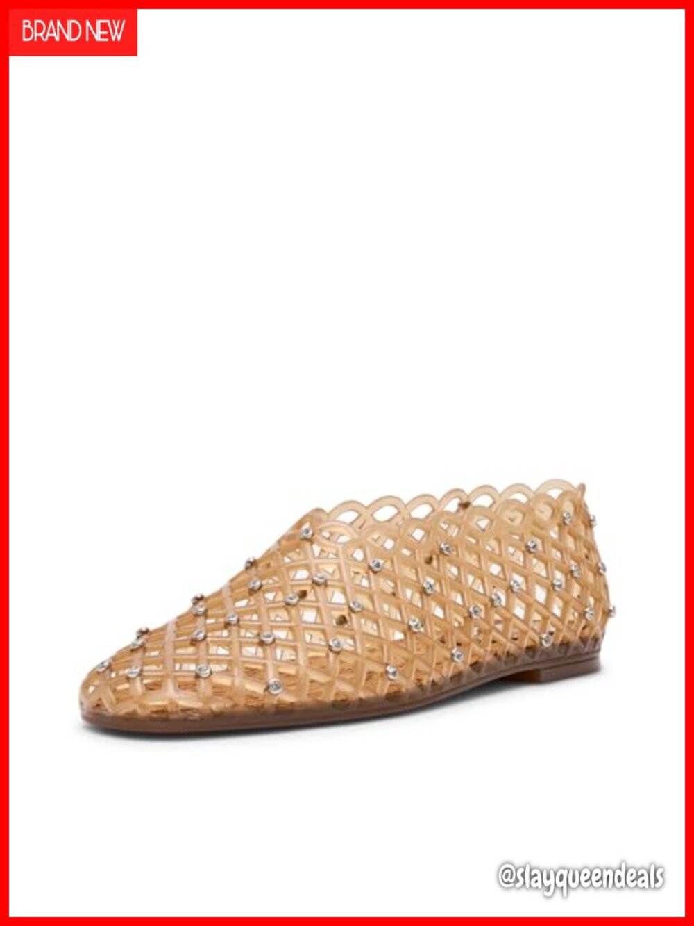 Steve Madden Grove Square Toe Jelly Cage Ballet Flats Ankle Strap Slip-On